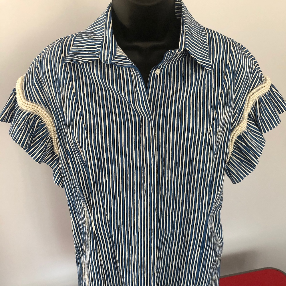 Sandro Pearl/Rhinestone Embellished Shirt